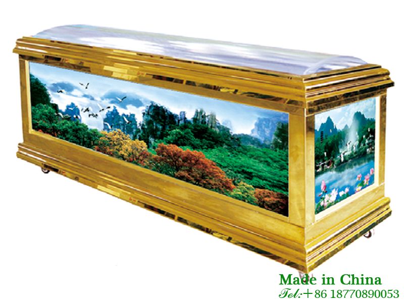 Luxury crystal coffin with side door opening